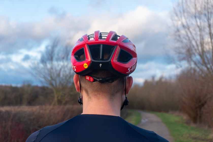 Oscar Huckle modelling Specialized S-Works Prevail 3 helmet